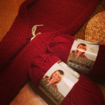Progress, shown with yarn markers