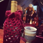 Crocheted wine bottle holder