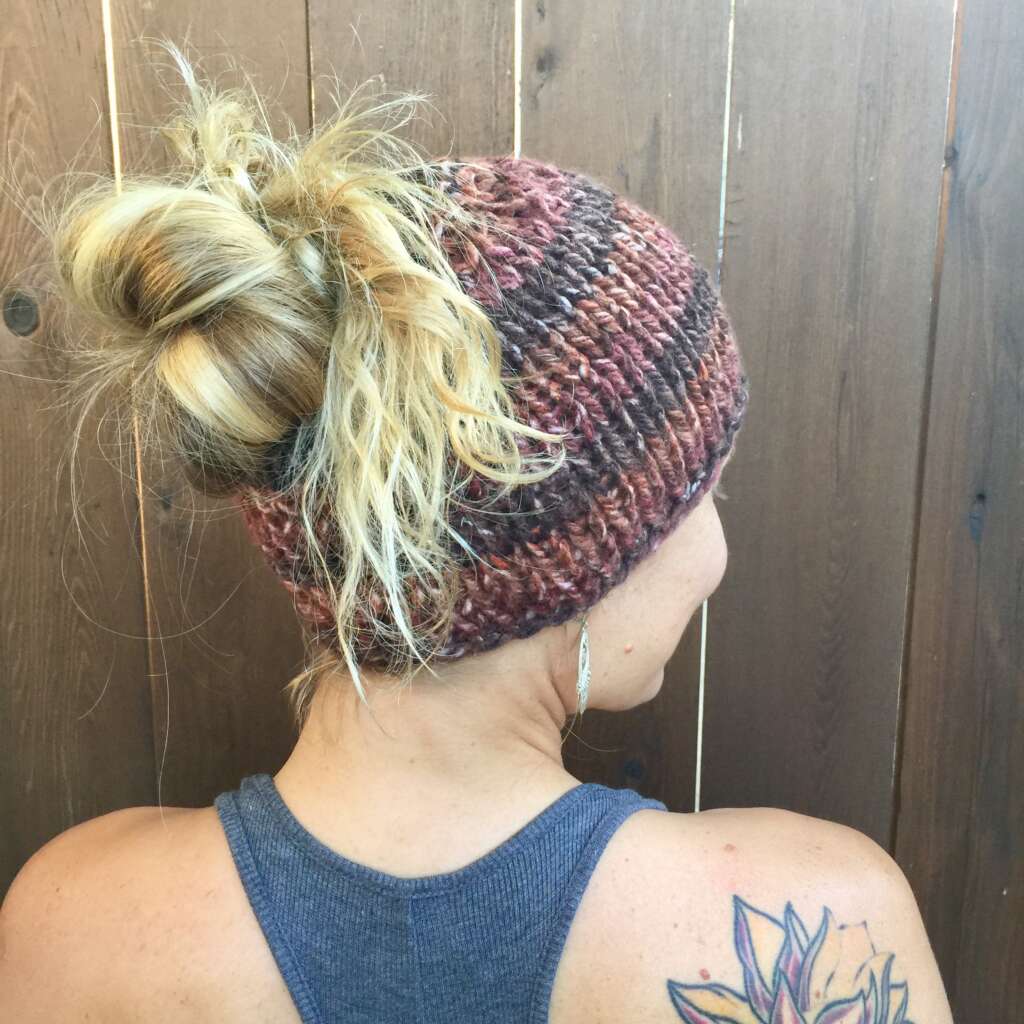 Messy Bun Hat Chunky Knitting Pattern