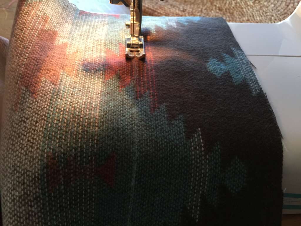 Zigzag stitch for fringe border.