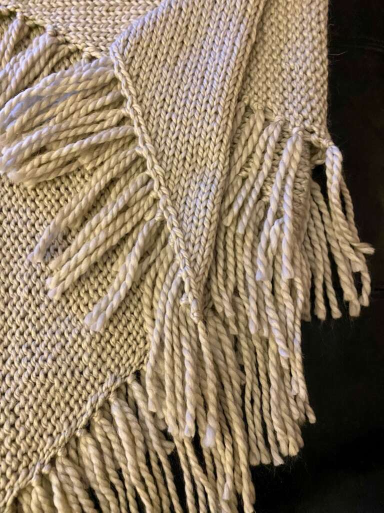 Self Fringing Shawl with yarn from KnitCrate