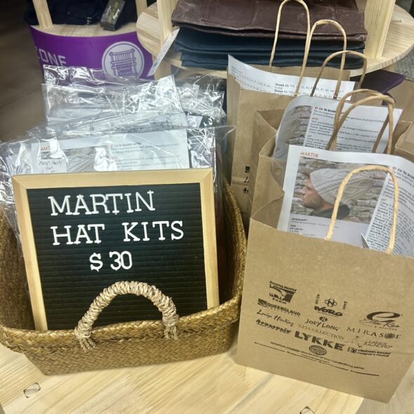 Martin Slouchy Hat Kits with Jody Long Ciao yarn at The Yarny Way