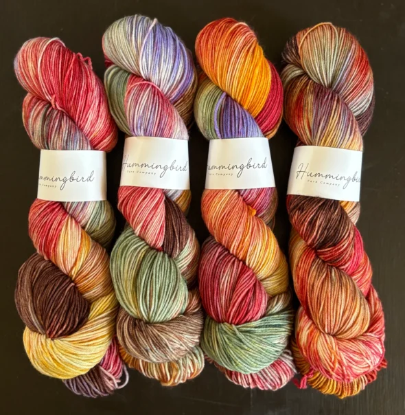 Hummingbird Yarn Co - hand-dyed Jenna's Bouquet Fingering Weight Yarn