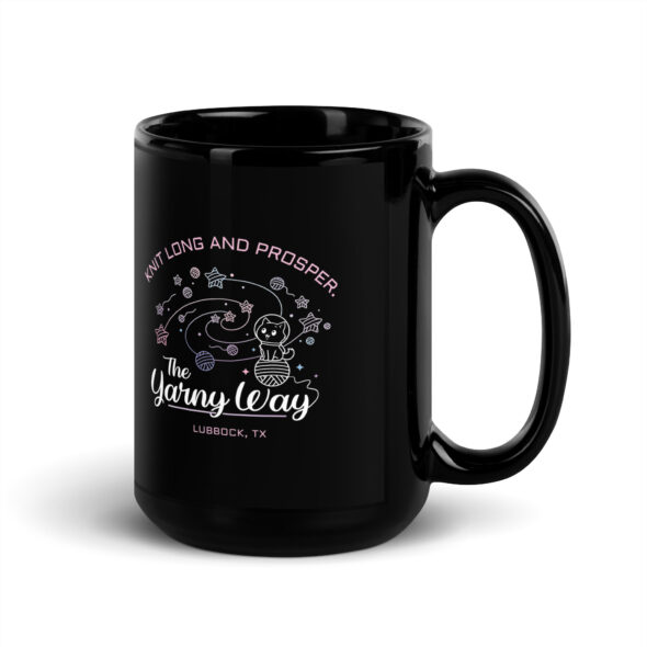 Knit Long and Prosper – Black Coffee Mug for Knitters - Image 5