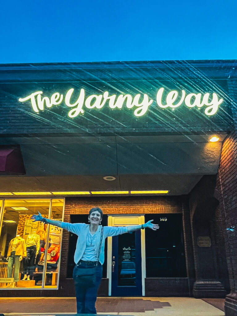 The Yarny Way Storefront at Night