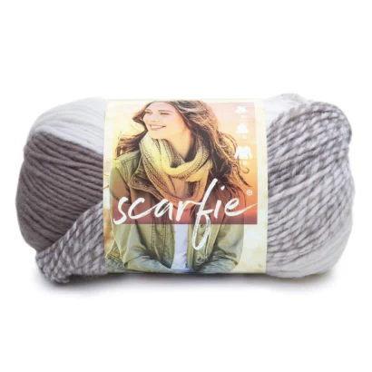 Lion Brand Scarfie - Cream/Taupe