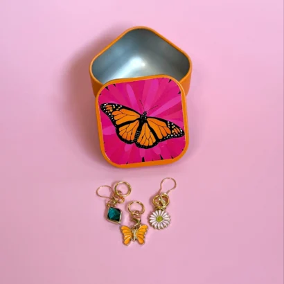 Lemonwood Monarchana Stitch Markers with Tin