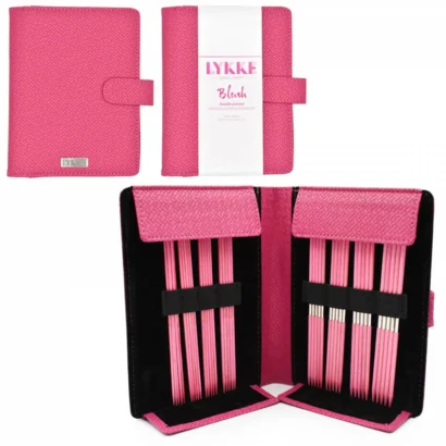 LYKKE Blush 6" DPN Knitting Needle Set – Magenta Basketweave Case