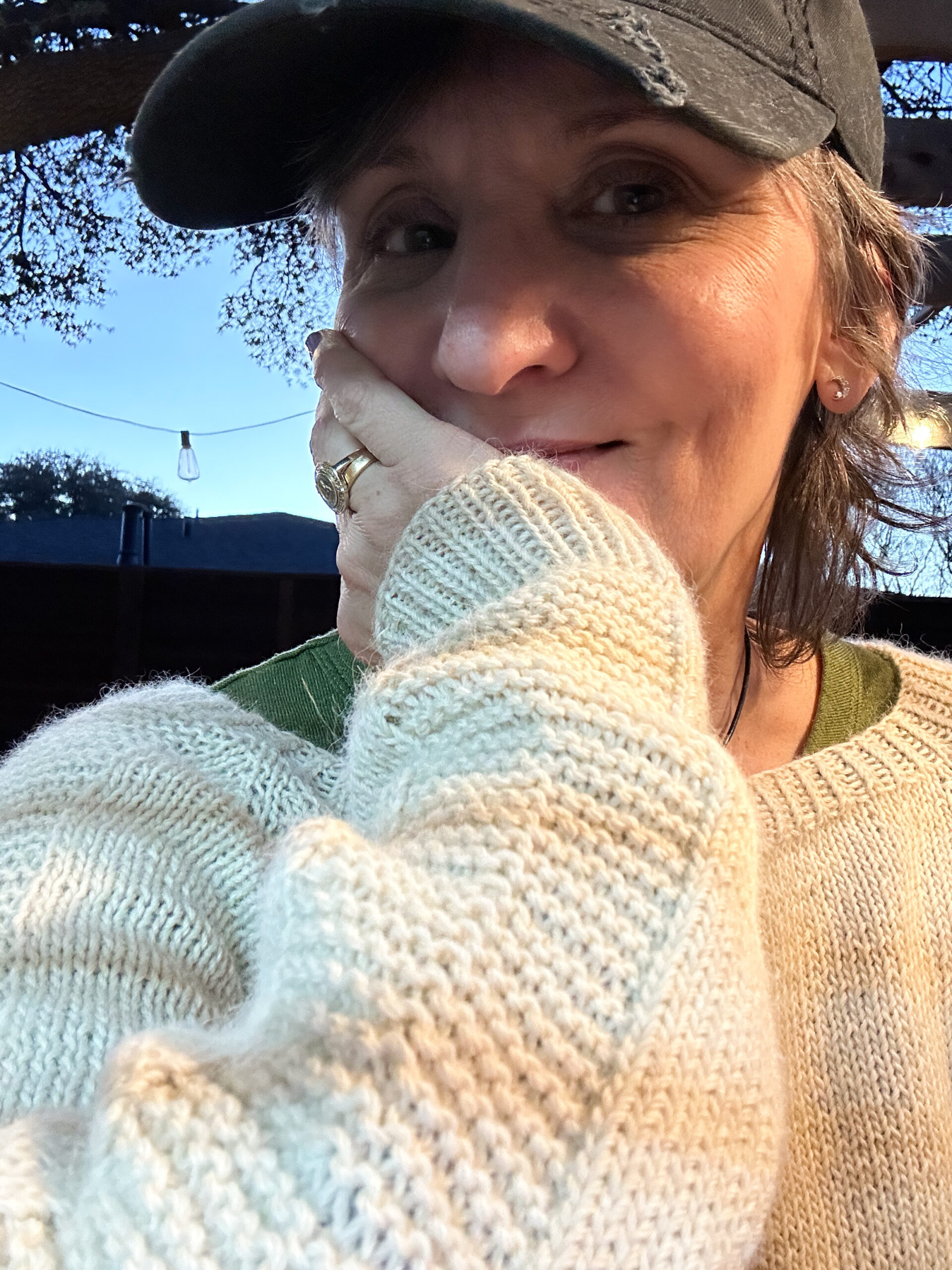 Marni wearing her Flax Sweater