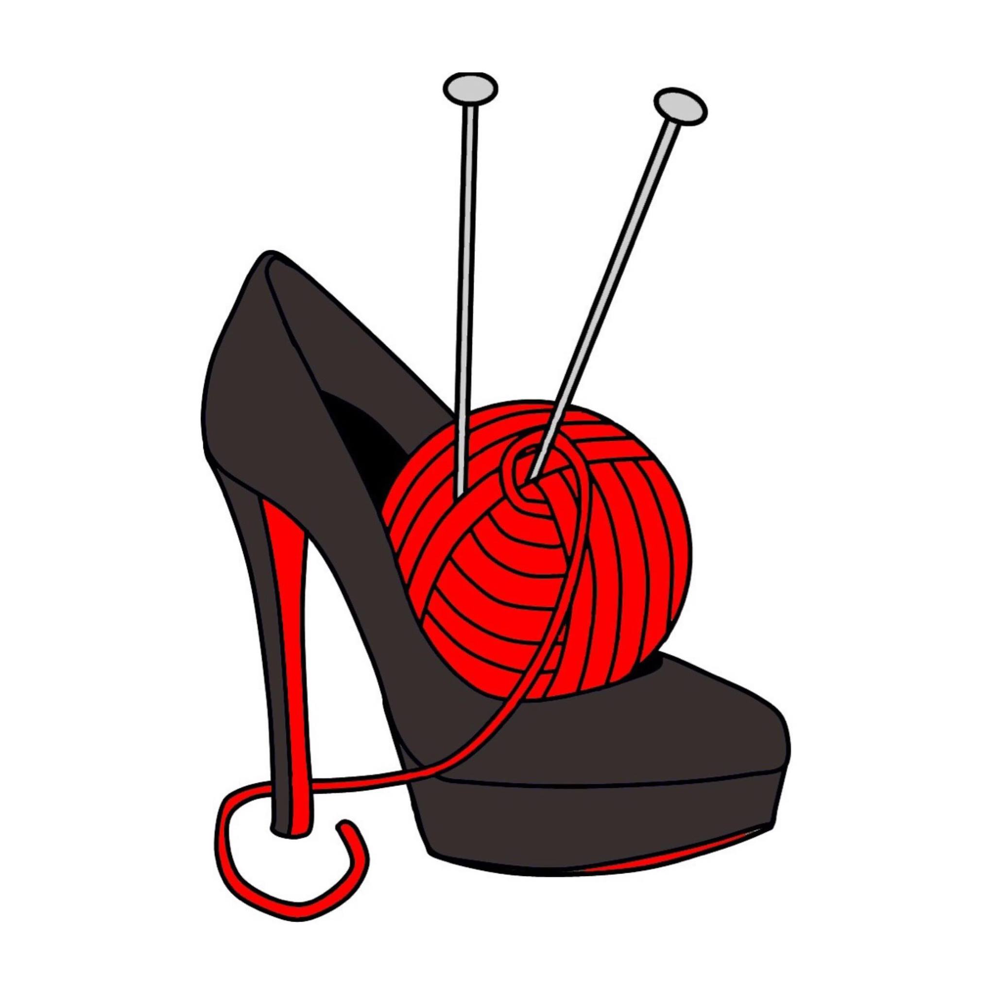 The Sexy Knitter Logo - Stilleto with Yarn Ball
