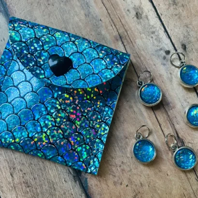 Blue Holographic Stitch Markers