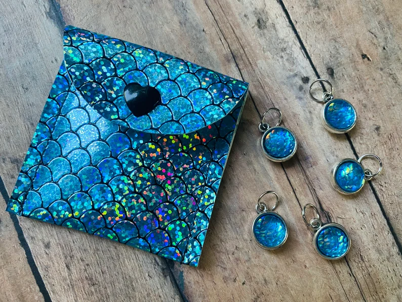 Blue Holographic Stitch Markers