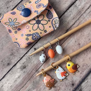 Chicken and Egg Stitch Markers with Case