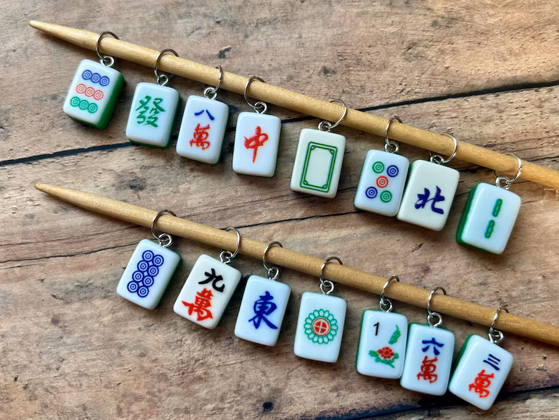 Mahjong Tile Stitch Marker Bracelet Set - Image 4
