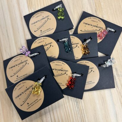 Handmade Gummy Bear Progress Keepers from The Yarny Way Maker's Collection. Fun collectible charms for knitting, crochet, and project bags.